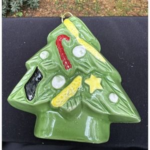 Vintage 1983 Cook Tools Ceramic Christmas Mold Decorated Tree Hanging Chain -S76